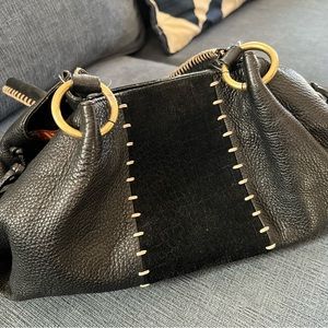 Sigrid Olsen black leather and suede handbag